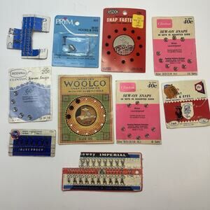 vintage snap fastener on cards mixed lot clinton woolco crafts